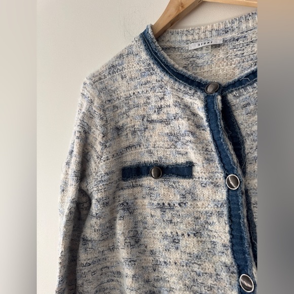 Sioni Knit Button Up Jacket Sweater Cardigan Denim and Button Details - Picture 4 of 6